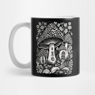 Mushroom House Village Forest Fantasy White Graphics Mug